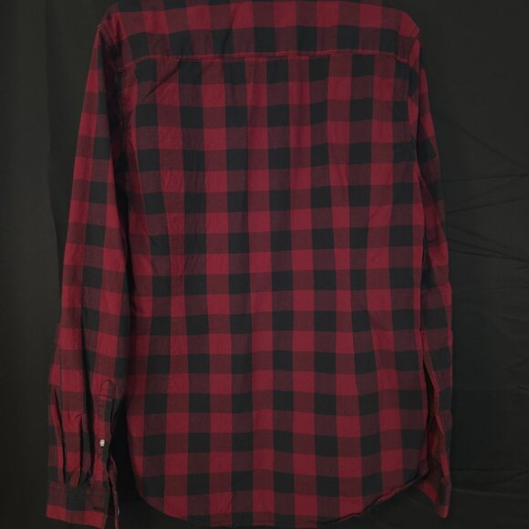 Mens ASOS Red Plaid Short Sleeve Button-Up Shirt Size L Cotton/Polyester - Picture 6 of 6